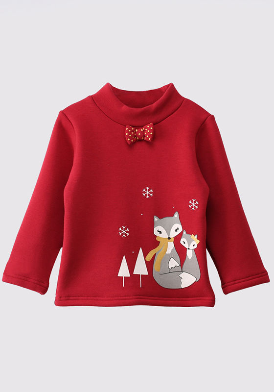 Fox Print Velvet Warm Top Fox Print Velvet Warm Top