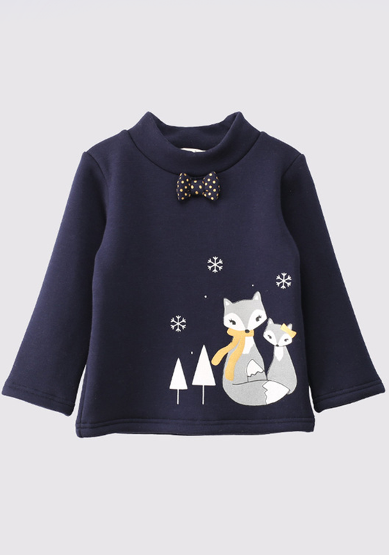 Fox Print Velvet Warm Top Fox Print Velvet Warm Top
