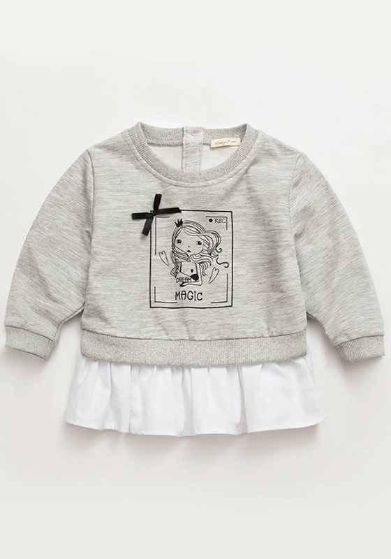 Crepo Solid Cartoon Print Sweatshirt Crepo Solid Cartoon Print Sweatshirt