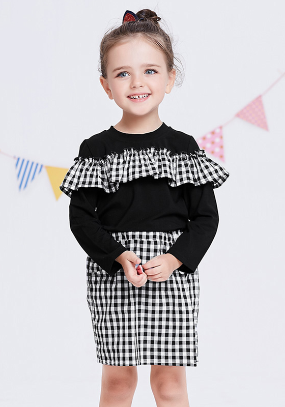 Plaid Long Sleeve Top With Skirt Plaid Long Sleeve Top With Skirt