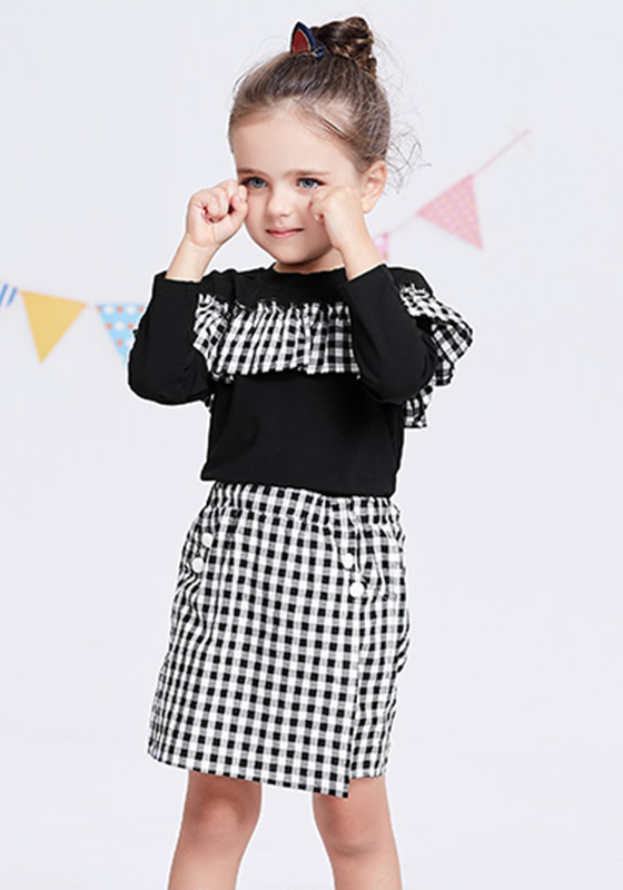 Plaid Long Sleeve Top With Skirt Plaid Long Sleeve Top With Skirt