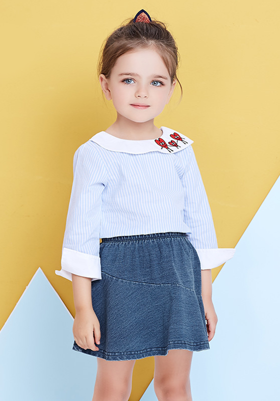 Lurex Striped Shirt & Denim Skirt Lurex Striped Shirt & Denim Skirt