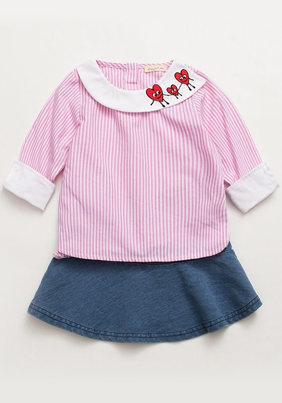 Lurex Striped Shirt & Denim Skirt Lurex Striped Shirt & Denim Skirt