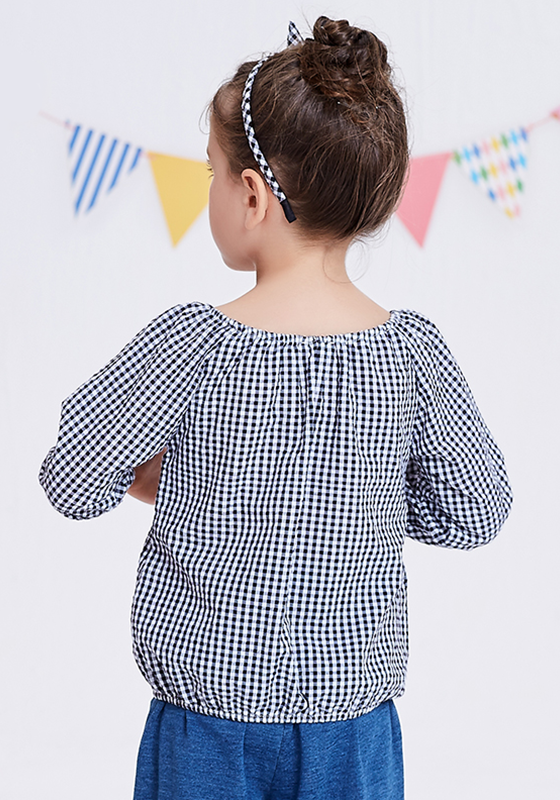 Mouile Slash Neck Plaid Blouse Mouile Slash Neck Plaid Blouse