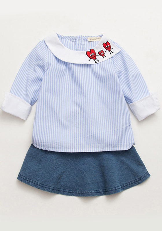 Lurex Striped Shirt & Denim Skirt Lurex Striped Shirt & Denim Skirt