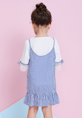 Sunset White Shirt & Striped Dress