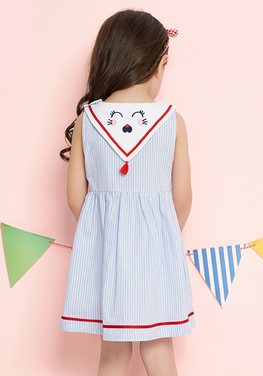 Bee Crew Neck Striped Dress